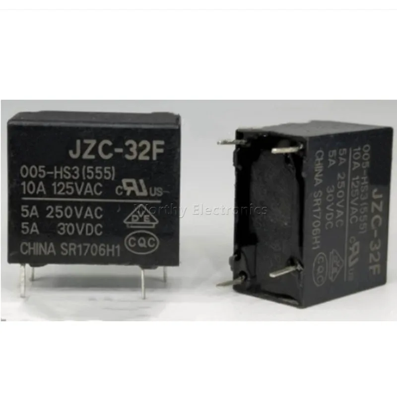 Free shipping  10pcs/lot HF32F-5V-HS 5A250VAC JZC-32F-005-HS3 4PIN Relay