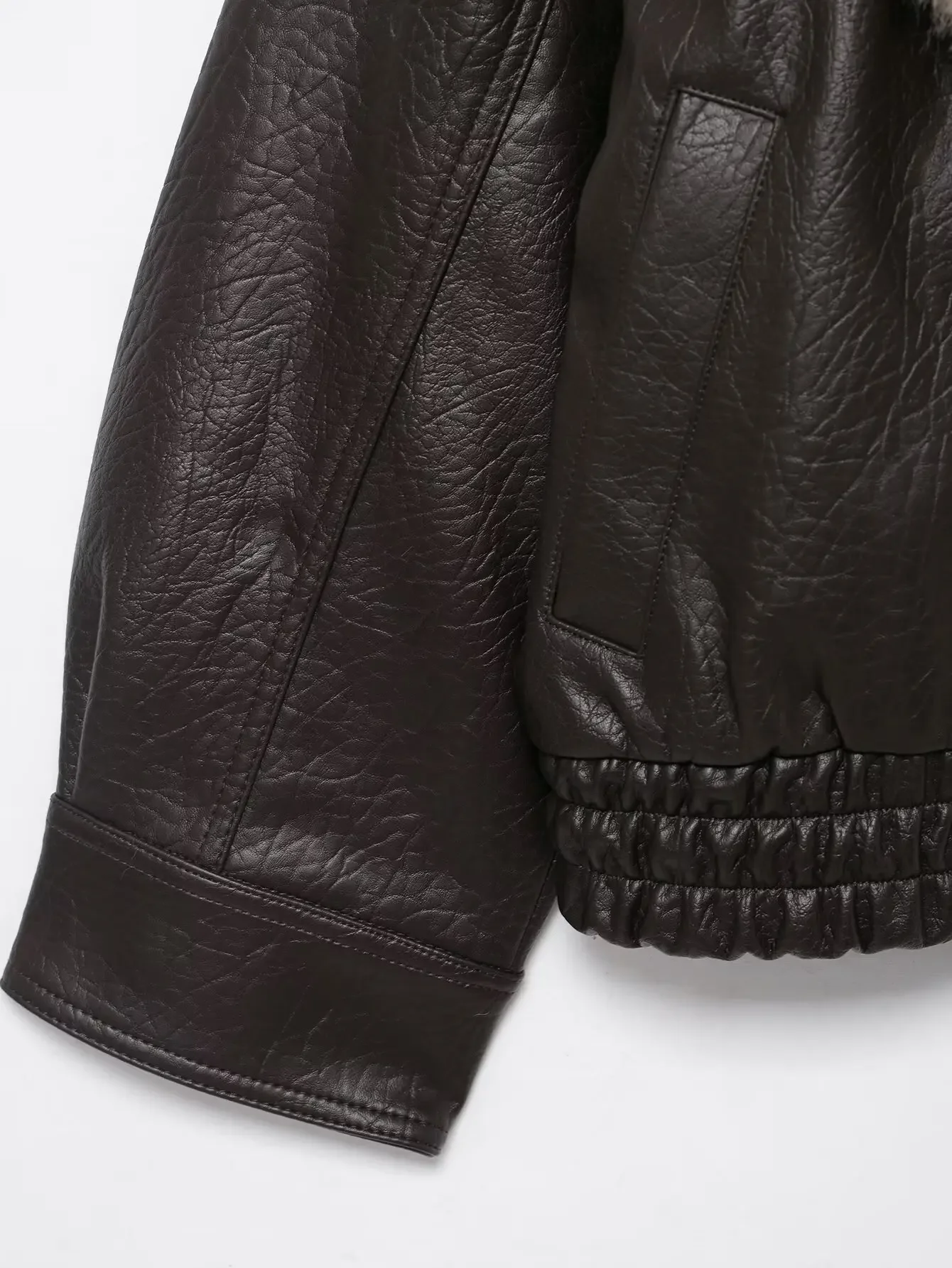 HH Women's Faux Leather Coat - Material Close-up