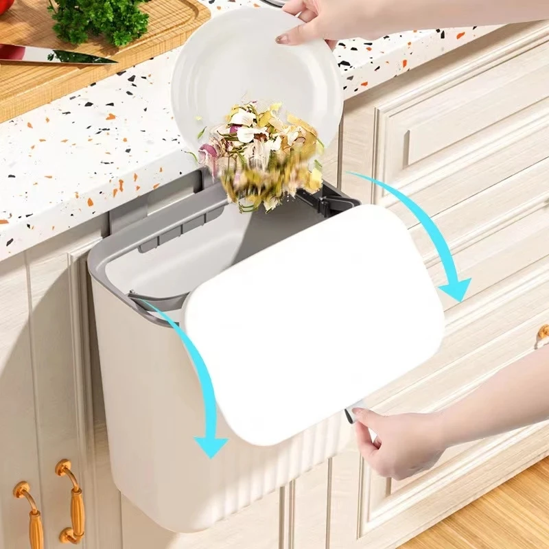 9L Under Sink Trash Can Wall Mounted Trash Bin Large Capacity Kitchen