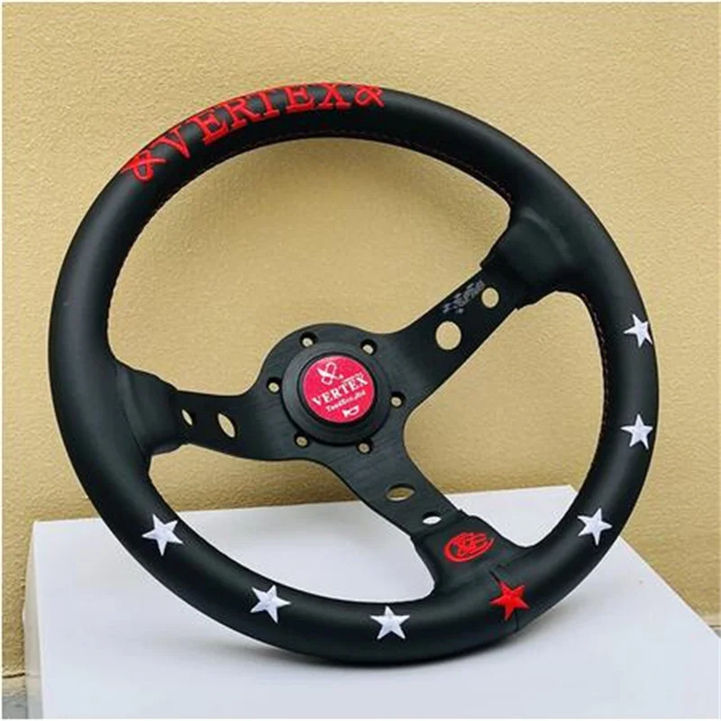 

VERTEX 330mm jdm Racing Black Genuine Leather Drift Steering Wheel