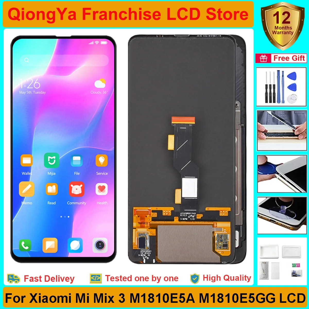 

6.39" 100% Original Tested mix3 Display For Xiaomi Mi Mix 3 M1810E5A M1810E5GG AMOLED LCD with Touch Screen Digitizer Assembly