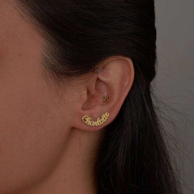 Unique Hindi Alphabet 'D' Brass Earring | DeKulture