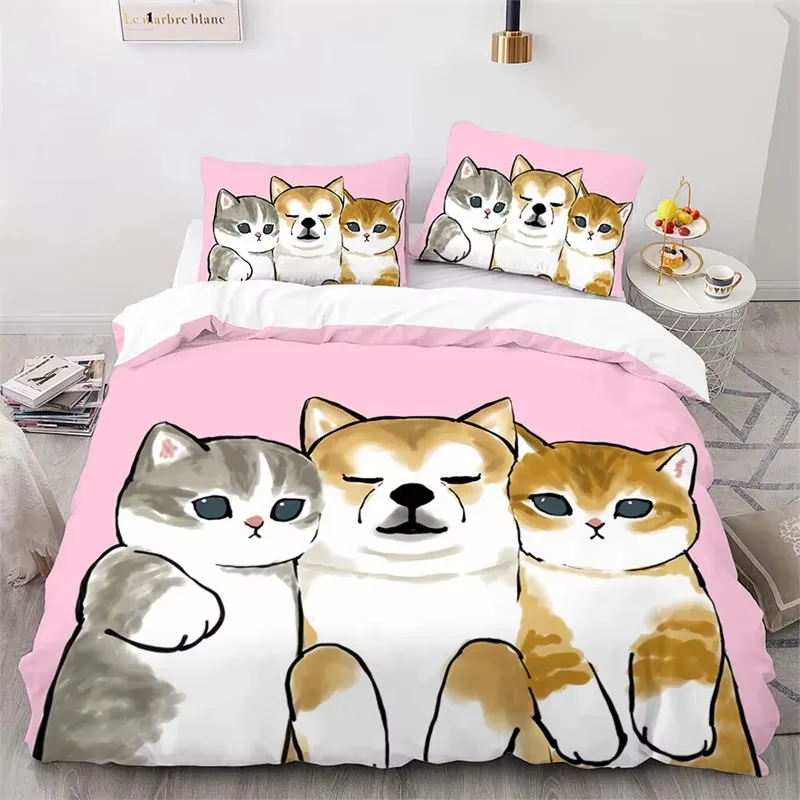 Mofusand Anime Shark Cat Bedding Sets Quilt Bed Cover Comforter Duvet Cover Pillow Case 2-3 Pieces Sets Room Decor Gifts 6