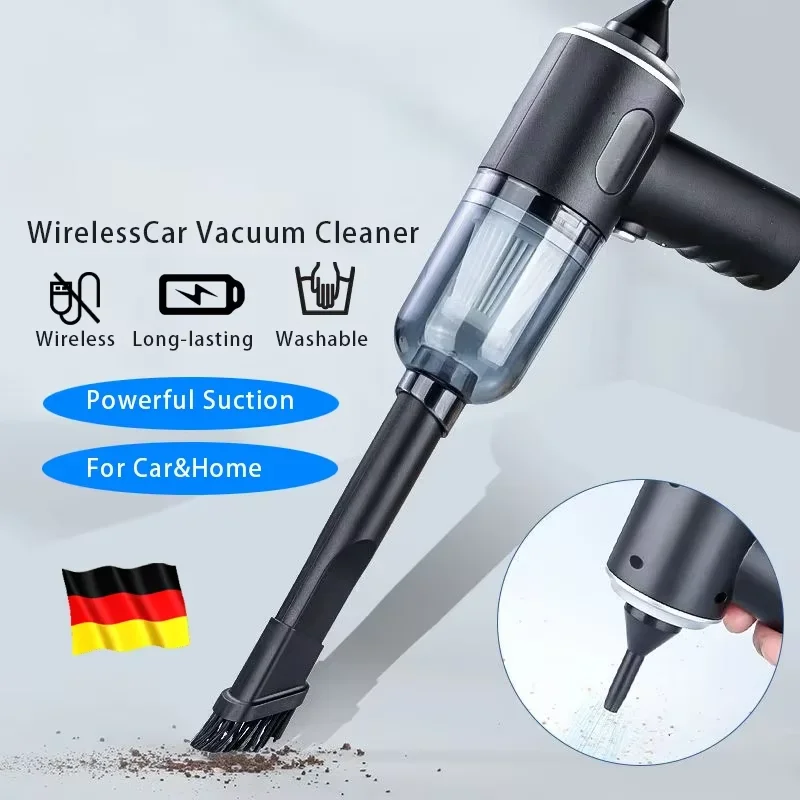 Tragbarer kabelloser Auto-Staubsauger, kabelloser Staubsauger mit doppeltem Verwendungszweck für Zuhause und Auto, 120 W, leistungsstarker Hochleistungs-Staubsauger