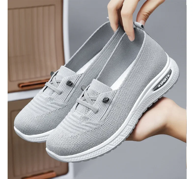 Womens Breathable Casual Walking Shoes - Fitness Flats in Pink Size 36-43