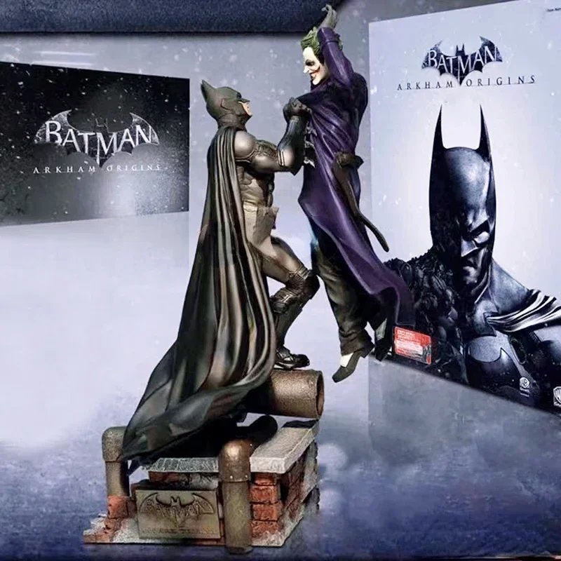 

Anime Batman VS Joker Statue Action Figure Arkham Origins Model Toys Comic Bruce Wayne Joker Figurine With Base Decoration 27CM