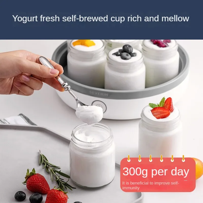 7-in-1 Yogurt Maker with 7 Glass Jars Separated Inner Constant Temperature Portability for Homemade Yogurt and Sweet Rice Wine