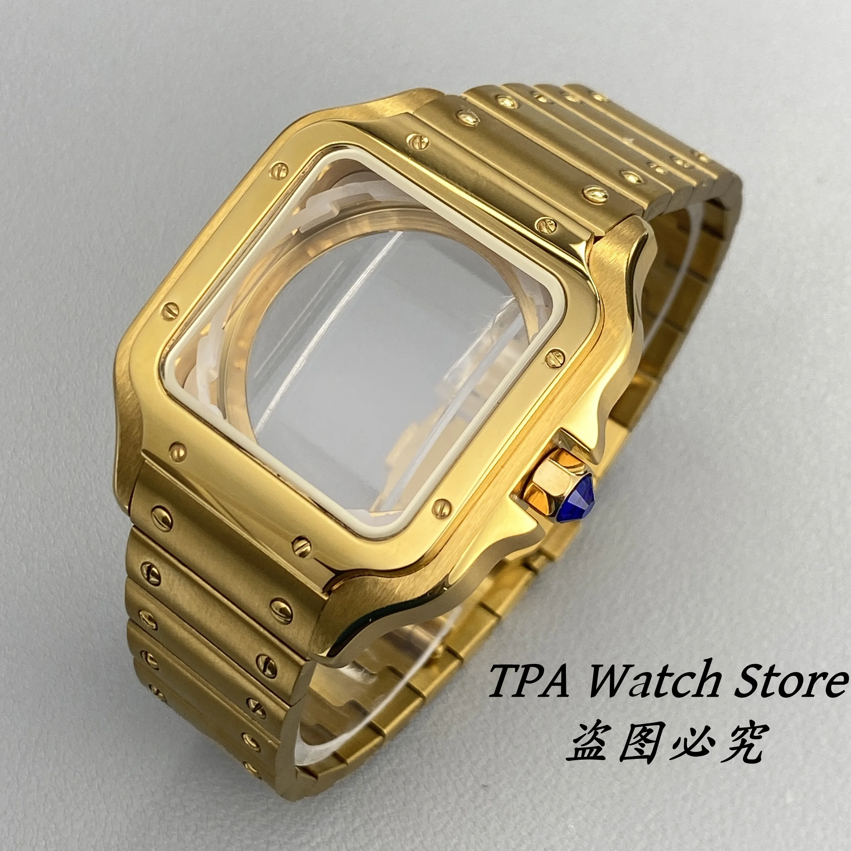 PVD Black Stainless Steel Square Watch Case - 38mm