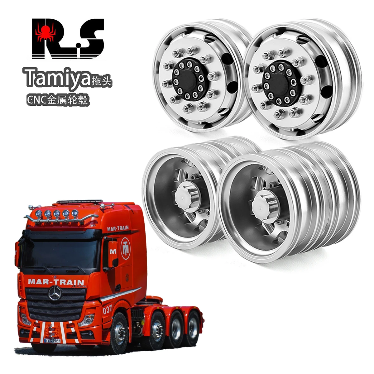 

2pc/4pc Aluminum Alloy Front & Rear Beadlock Wheel Hub Rims For 1/14 Tamiya Trailer Tractor RC Truck Car Upgrade Parts