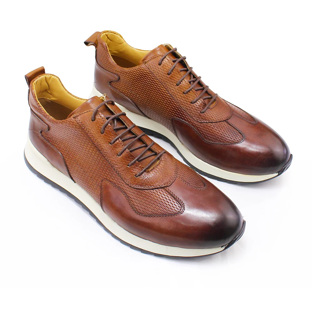 Mens Shoes Brand Mens Casual Sneakers Genuine Leather Lace-Up Comfortable Oxford Fashion Breathable Outdoor Walking Flat Shoes for Men