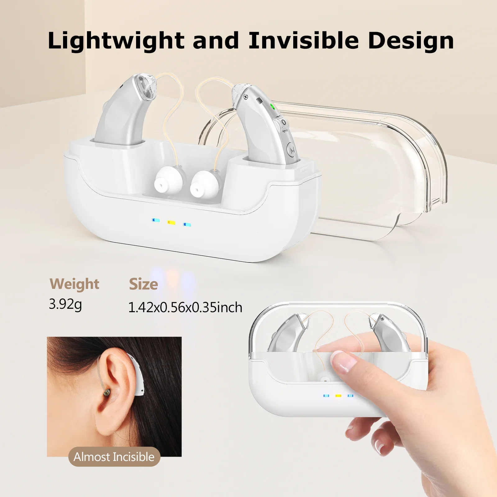 Behind The Ear Hearing Aids For Elderly Deafness Rechargeable Amplifier CIC Mini Digital Hearing Aid With Charging Case hearing aid