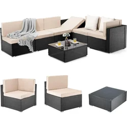 7 Pieces Outdoor Sectional Furniture，Wicker Patio sectional Furniture Sets，All-Weather Rattan Sofa Set with Coffee Table