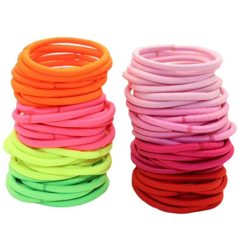 30pcs/No-metal Hair Elastics Hair Ties Ponytail Holders Hair Bands (4MMX50mm ) For Children Women