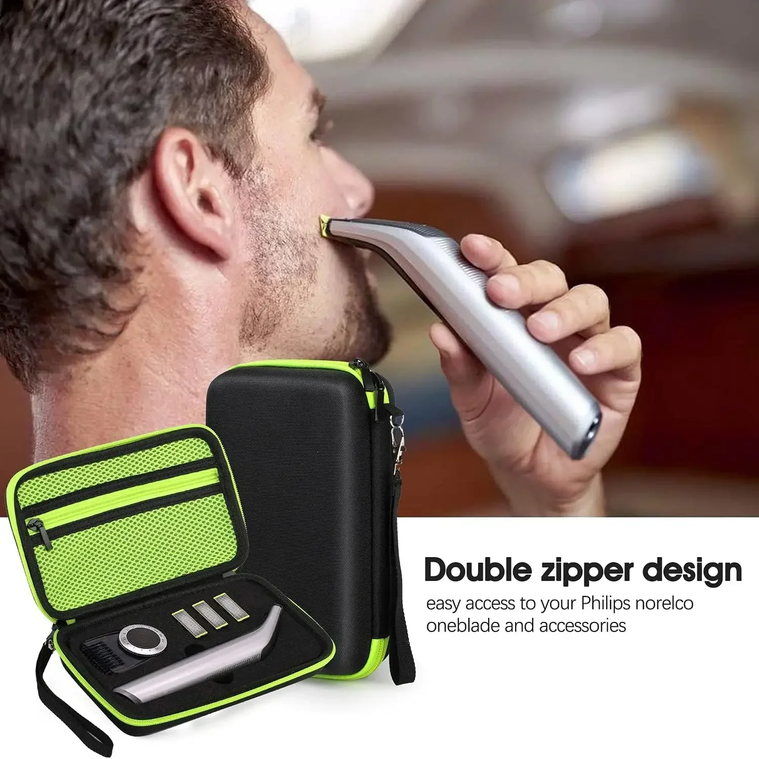 Cable Organizer Pouch Electric Toothbrush Case Electric Shaver Case Waterproof Hard Bag Carrying Travel Case For Philips Pro QP6520/70 QP6510/70 QP6530/70 QP6550/70 Electric Razor Shaver Trimmer