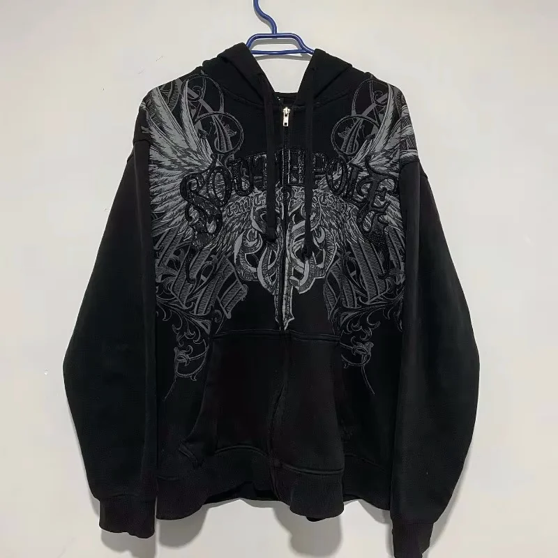 Y2K New American Tapout Zipper Hoodie Sweatshirt Men Hip Hop Letter Retro Graphic Embroidery Hoodie Jacket Clothes Streetwear