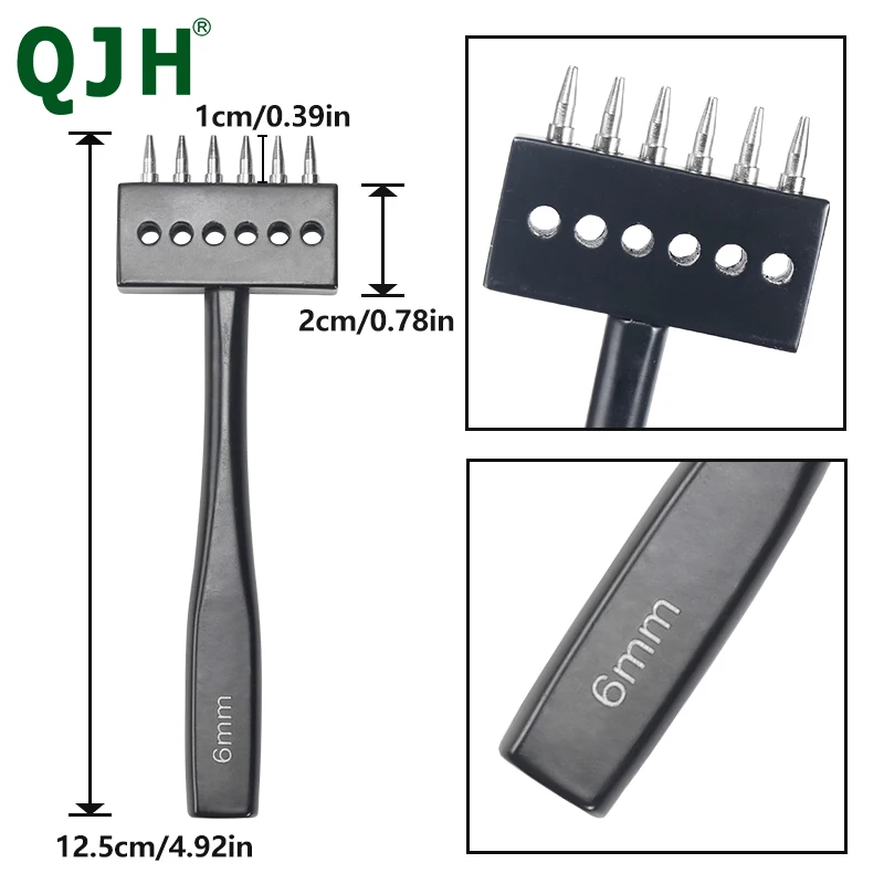 새로운 가죽 구멍 펀치 공예, 둥근 구멍 DIY 바느질 치즐 가죽 작업 도구, 4 5 6mm 간격 가죽 구멍 펀치, 2/4/6/구멍
