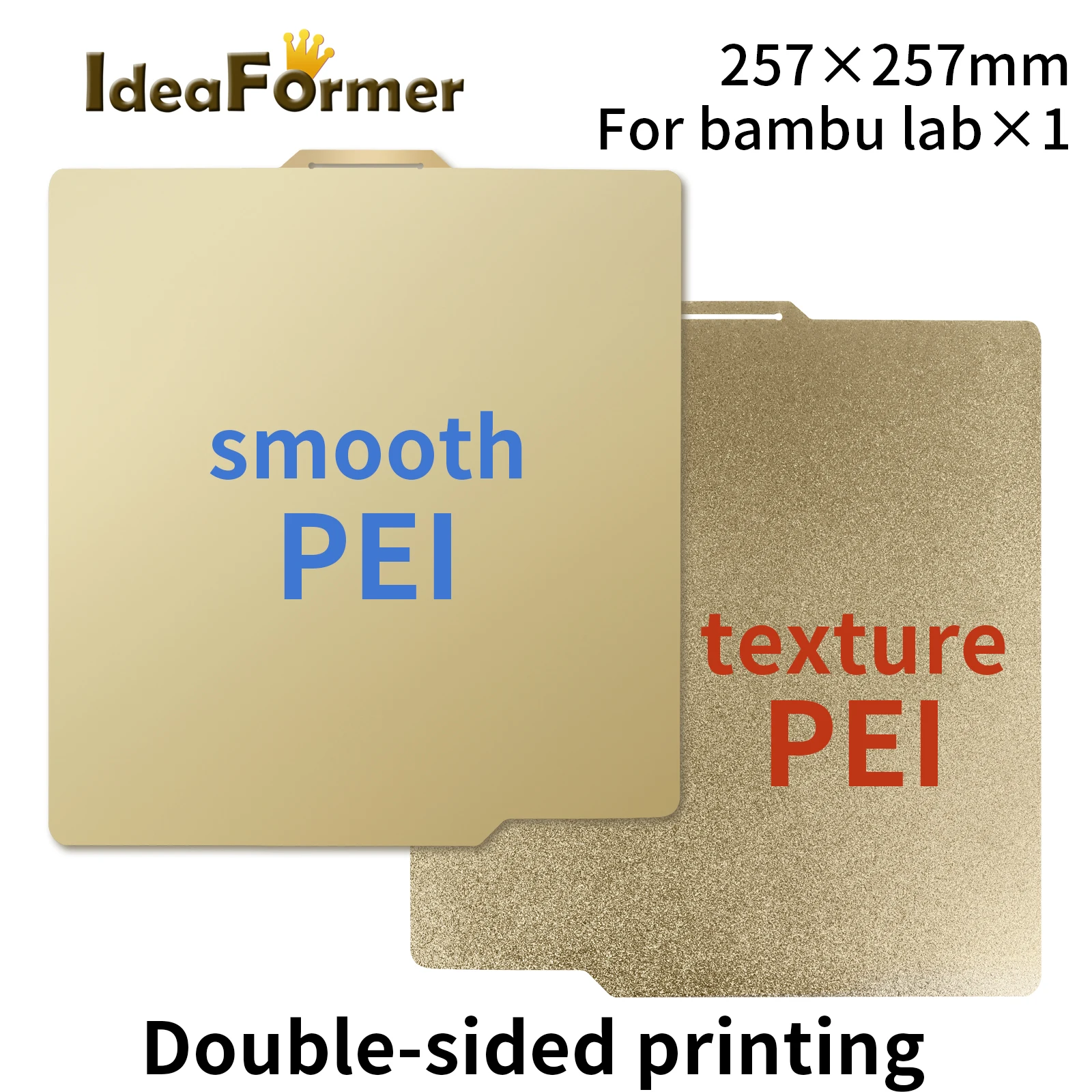 Ideaformer 257X257Mm Upgrade Double Side Spring Steel Sheet Smooth Pei Texture Pei Per Stampante 3D Combinata Lab X1 X1C X1-Carbon