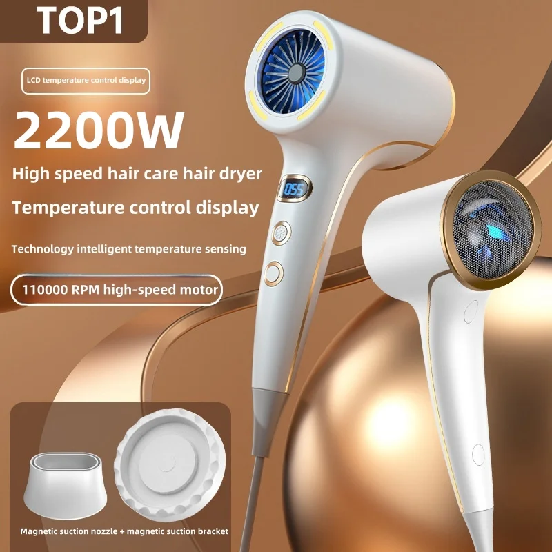 2200W Powerful Hair Dryer with Nozzle Tail Comb Flat main image 1