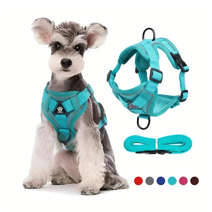 No-Pull Dog & Cat Harness Leash Set – Adjustable Reflective Pet Vest for Small Dogs & Cats