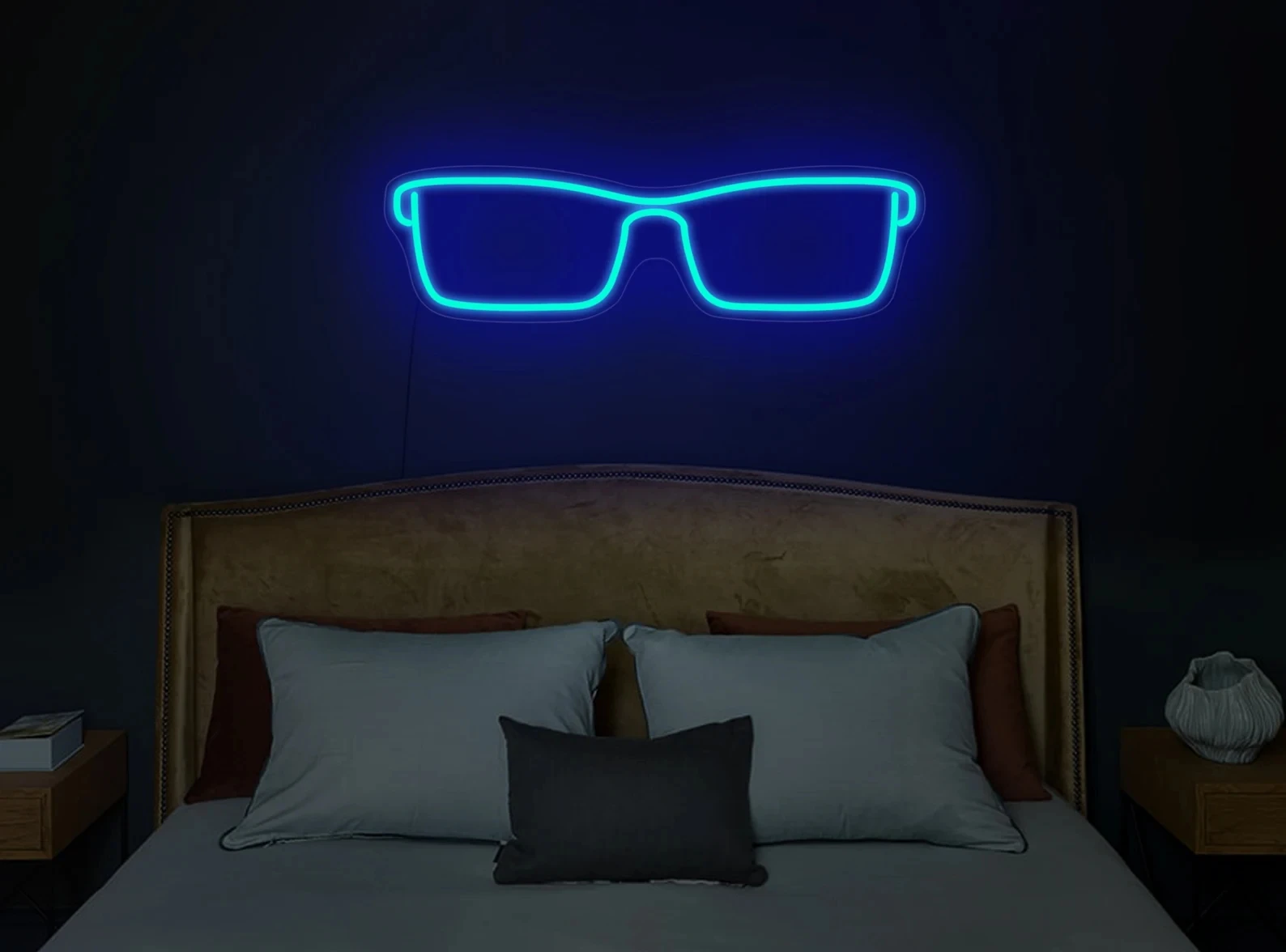 

Glasses Neon Sign USB Powered for Room Decor, LED Neon Light Dimmable Night Light for Kids Bedroom Wall Art Birthday Gift