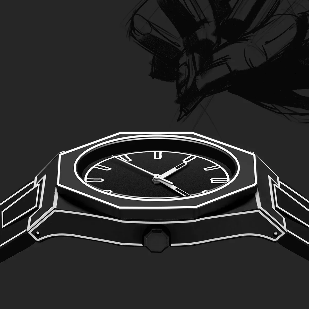 Modern Minimalist Sketching Creative Sports and Leisure Watch Creative Design Waterproof Watch 5