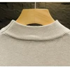 Autumn Winter Men's Clothing Solid Color Pullover Sweater Knitted Half High Collar Screw Thread Flocking Boyfriend Retro Tops 6