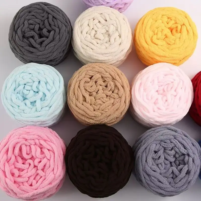 6pcs 600g Chenille Knitting Yarn Soft Cotton Yarn Ice Strip Line DIY Thick Wool Yarn for Handmade Knitting Scarf Blanket Thread 5