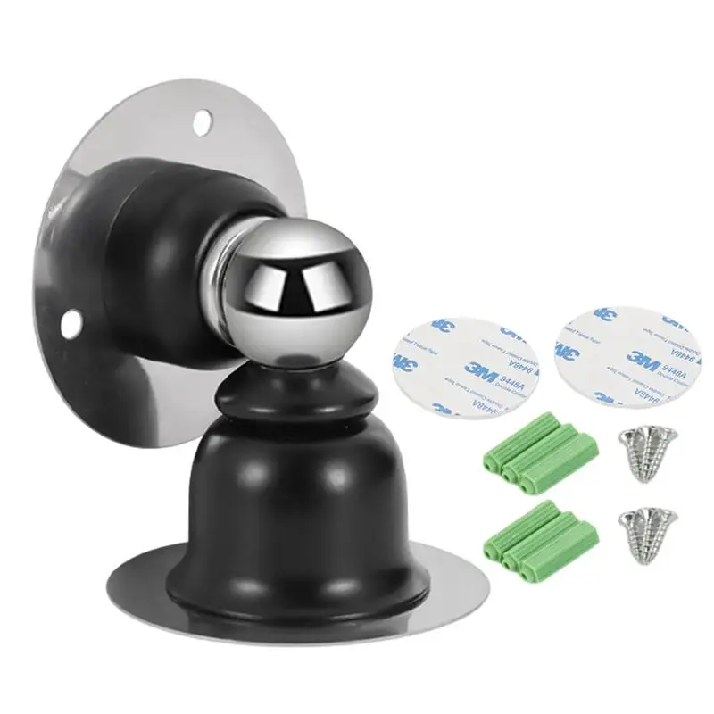 Door Stopper Stainless Steel Door Catch Heavy Duty Holder Stops Wall Floor Mounting No Drill Adhesive & Screws Strong