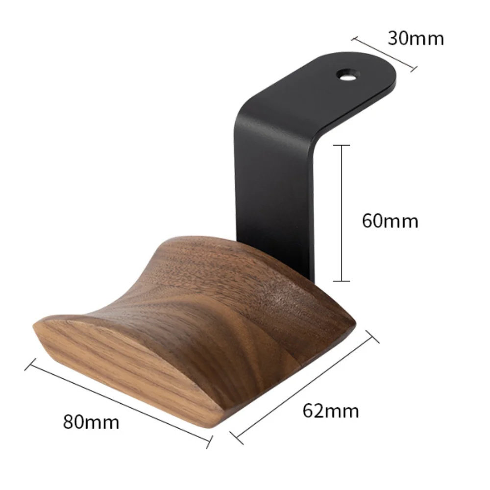 Pure Wood Walnut Headphone Stand Mount Solid Wooden Earphone Rack Hanger Aluminum Alloy Desktop Gaming Headphone Bracket Holder