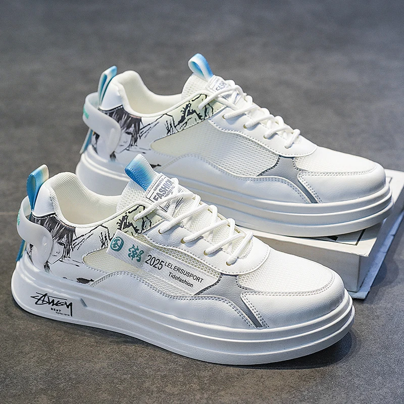 

Мужские кроссовки для скейтборда, сетчатая дышащая повседневная спортивная обувь, универсальные, на толстой подошве, лето