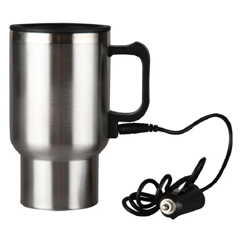 450ml 차량용 가열컵 스테인리스 스틸 전기 자동차용 여행용 가열컵 12V 온수병 (물, 커피, 차 가열용)