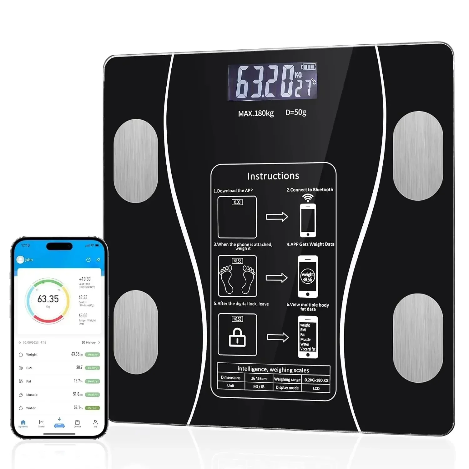 Electronic Scale Smart Bluetooth Weighing Human Charging Simple Weight Scale Household Fat Body Fat Measurement