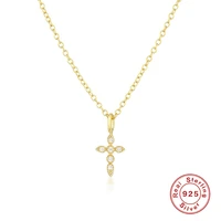 Aide 925 colliers en argent Sterling breloques pour femmes cristal croix clavicule collier chaîne Simple collier ras du cou accessoires cadeau 3