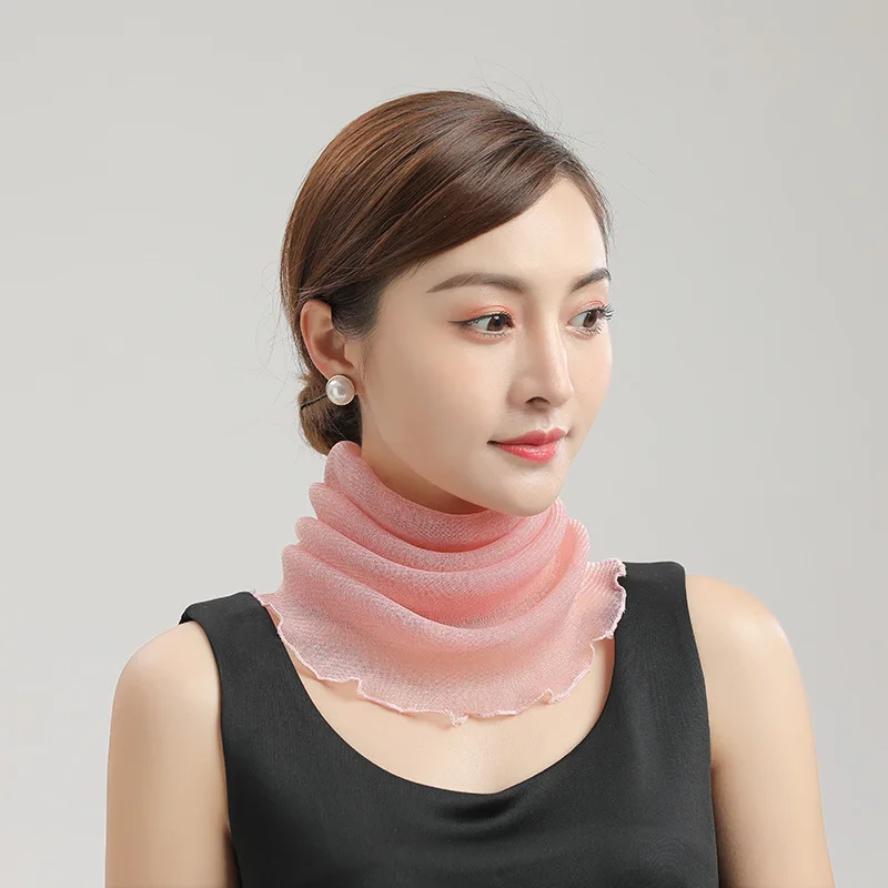 Summer New Face Mask Neckerchief Women Print Thin Scarf Sunscreen Soft Lady Three Usage Neck Collar Pullover Scarves Headbands 6