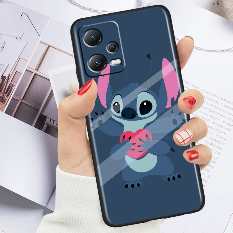 thumbnail image 1 of Funda de teléfono con dibujos animados de Stitch para Xiaomi Redmi Note 13, 12R, 12, 12S, Turbo, 11, 11T, 11S, 10, 10S Pro Plus 5G, color negro, 1 of 5