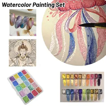 Set di pittura ad acquerello solido da 20 colori con pigmenti vivaci luccicanti di perle che non sbiadiscono per artigianato per nail art, pittura fai da te