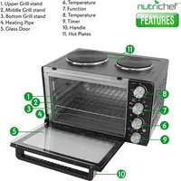 30 Quart Kitchen Convection Oven & 2 Burner Cooker - 1500 Watt Oven - 7 Cook Functions Rotisserie, Cook, Bake, Broil & More 2