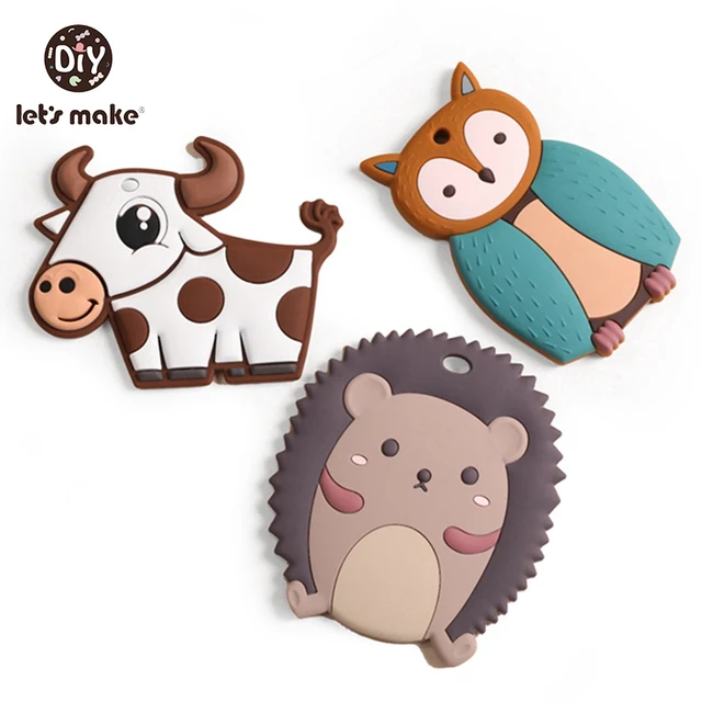 Let's Make Cartoon Animal Hedgehog Baby Silicone Teether Rodent BPA Food Free Silicone Nursing Pacifier Clip Baby Teeth Toys 1