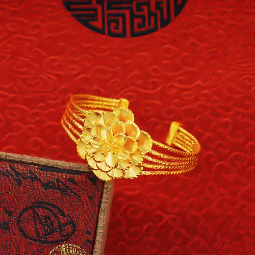 Bracciale Regolabile Con Fiore Placcato Oro 18k, Mgutillart Alla Moda