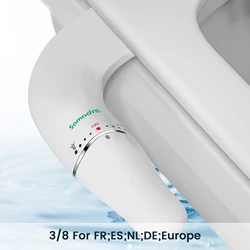 Ultra Slim Dual Nozzle Bidet Attachment - Adjustable Water Pressure, Easy Installation (3-8 FR ES NL Europe)