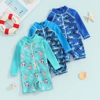 0-24 Months Baby Boy Swimsuit Shark Rashguard Swimsuit Long Sleeve Zipper Swimwear Swimming Suit Beach Sunsuit Bathing Suit 1
