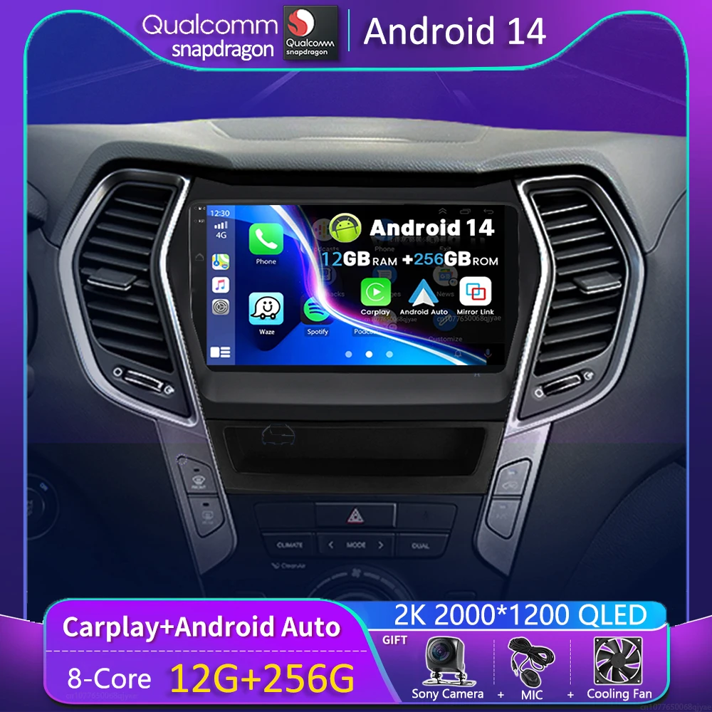 

Android14 Carplay Car Radio For Hyundai Santa Fe 3 Grand IX45 2012 - 2017 Navigation GPS Multimedia Player WiFi+4G Stereo video