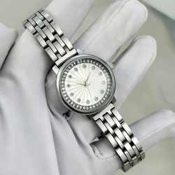 Elegant Silver Women's Watch with Luxury Diamond Dial and Stainless Steel Strap (Silver white)