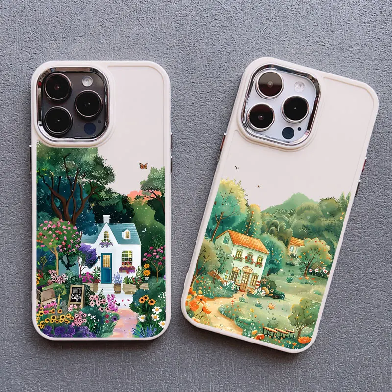Ländlicher Stil, Café-Silikon-Handyhülle für iPhone 13, 14, 15, 11 Pro Max Plus 16 12 Pro Max Plus XR X XS 7 8 Plus, weiße Abdeckungen – Detail 12