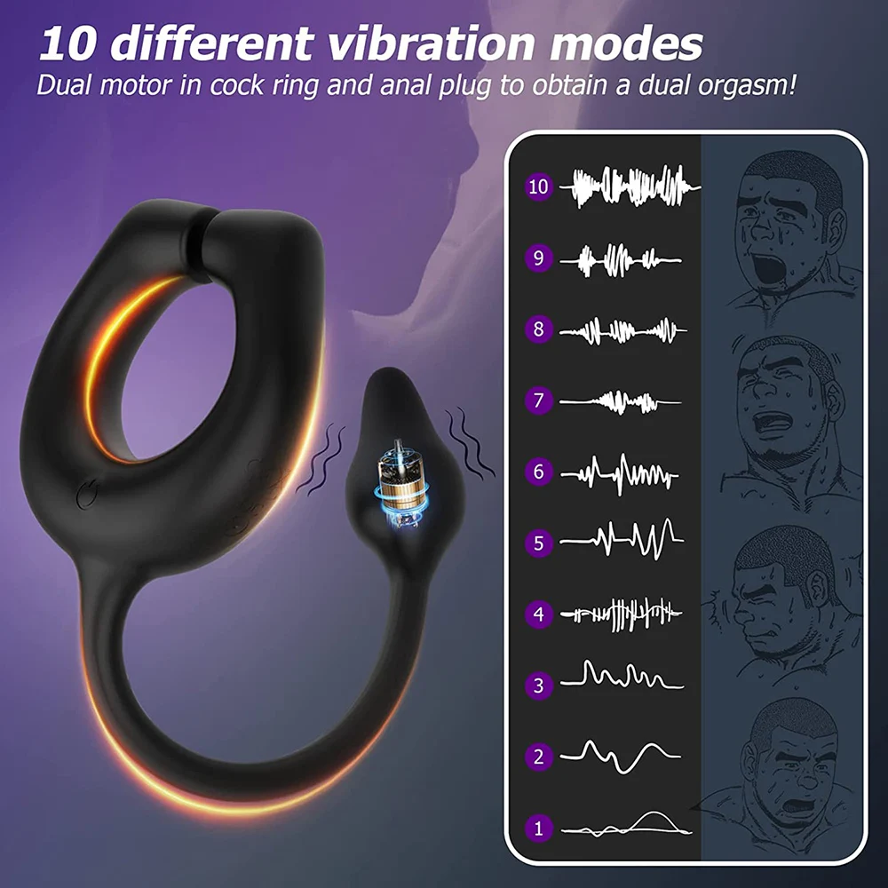 OEM Adjustable Penis Ring Vibrator Anal Sex Toys for Man Dick Prostate Massager Butt Plug Stimulator Sexy Toys Men Delay Cock Rings S4635a52fa036467b967dc57662f2b5fdT