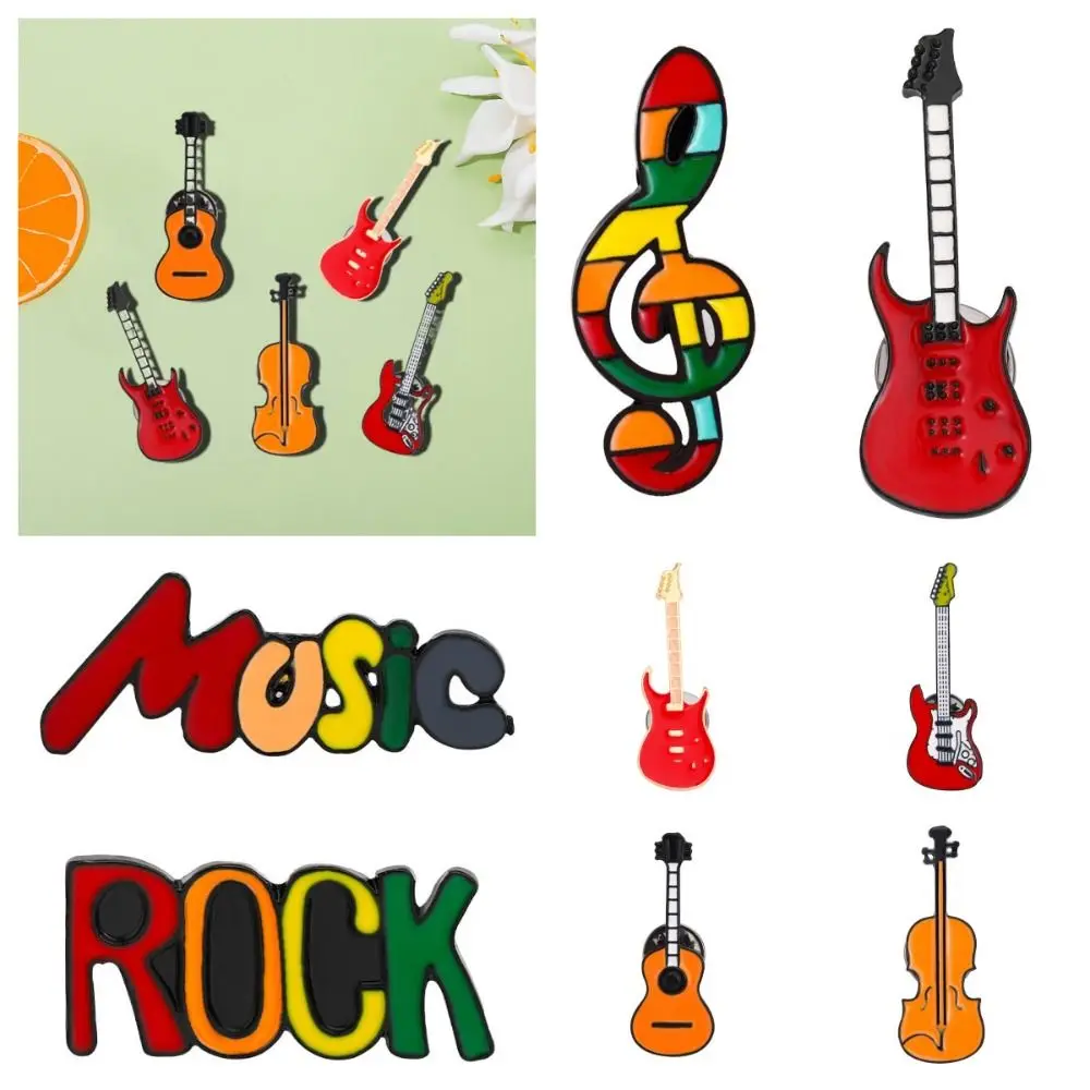 여성용 악기 에나멜 핀 합금 일렉트릭 기타 락 백 핀, 빈티지 우쿨렐레 브로치, 배낭 장식