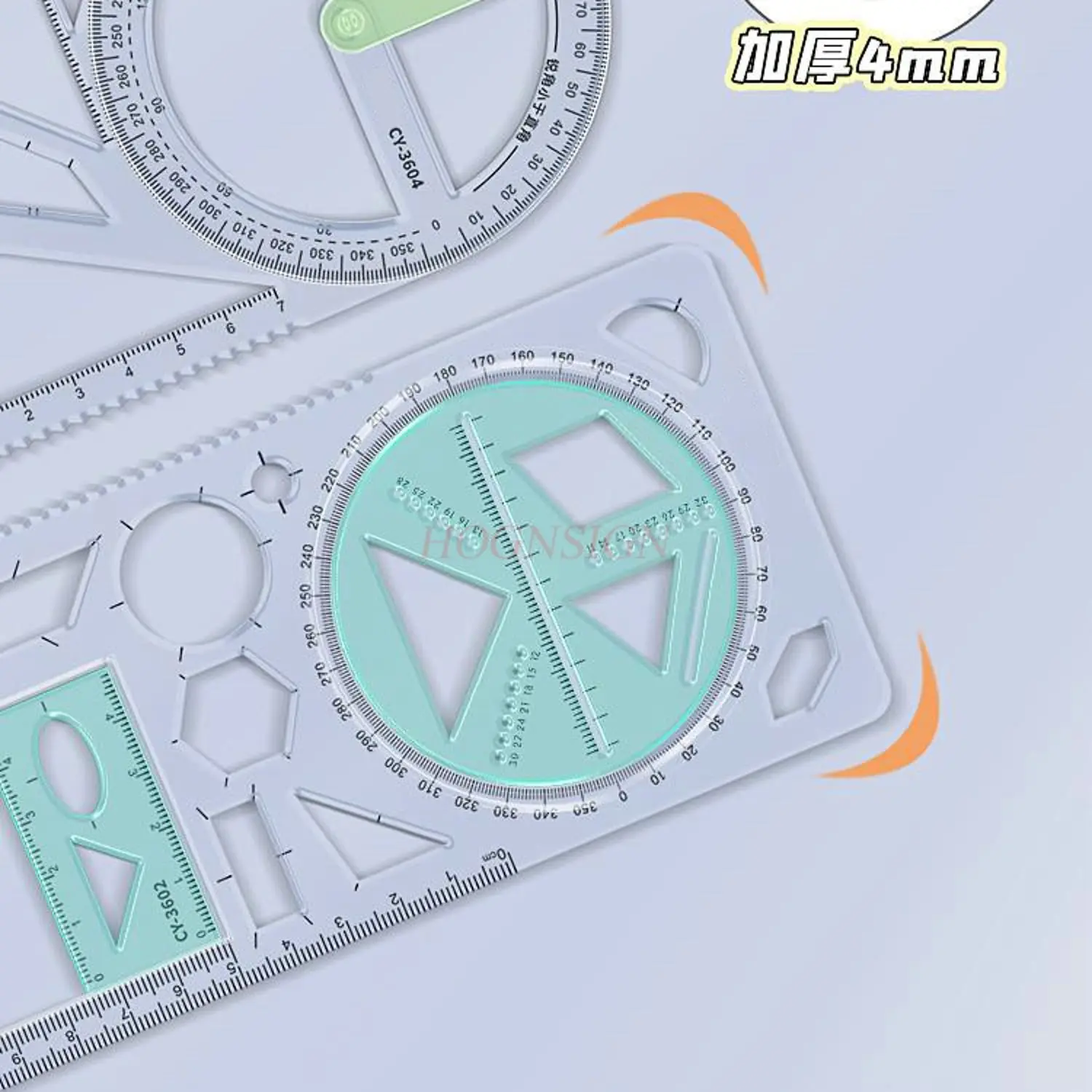 3종 다기능 고등학교 기능성 드로잉 자, 학생용 기하학, 포물선 모양, 삼각자, 각도기