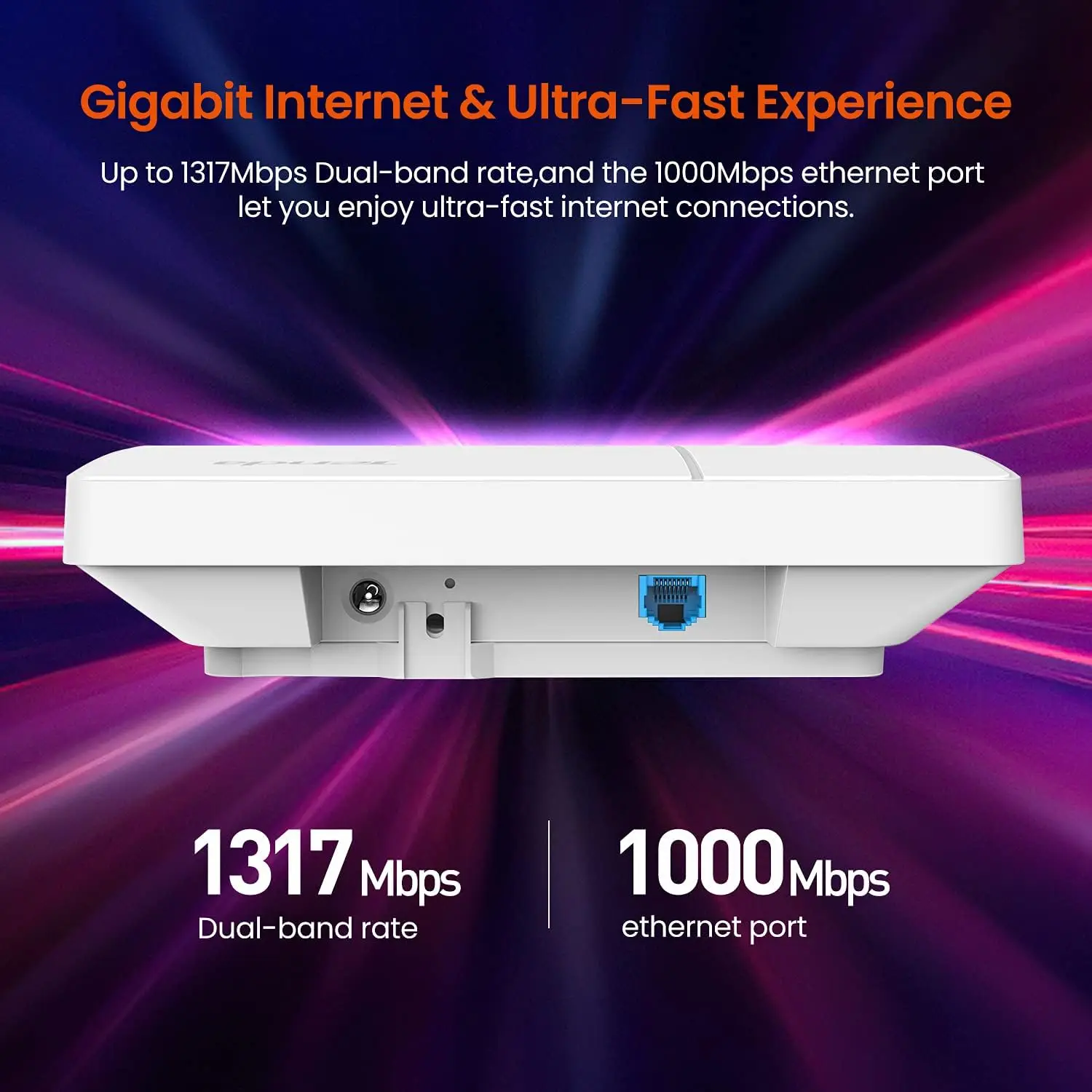 Tenda 듀얼 밴드 MU-MIMO PoE DC 전원 공급 장치, 2 기가비트 천장 액세스 포인트, i24 AC1200 웨이브, 최대 300sqm
