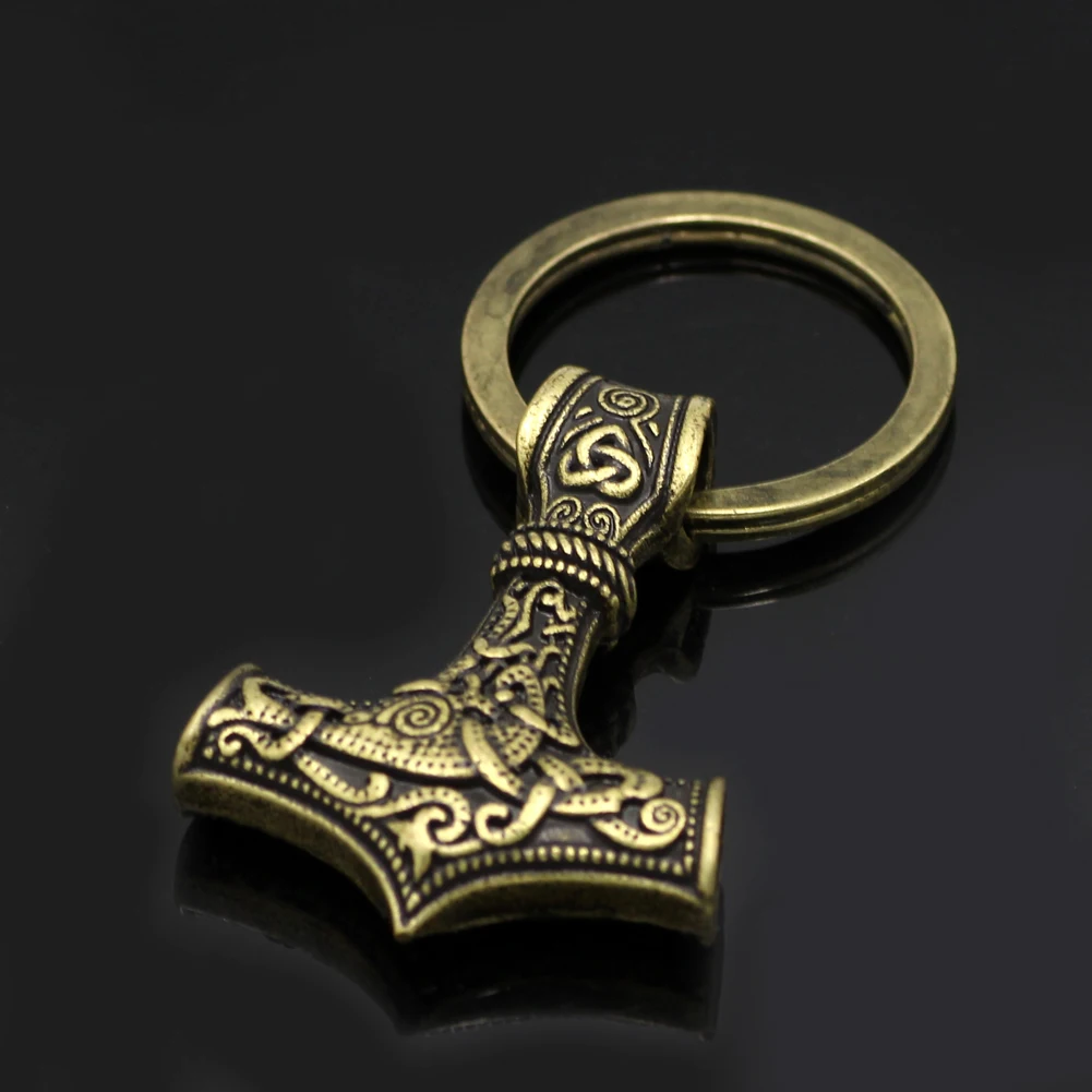 Viking Thor Hammer Charm Portachiavi Mjolnir Viking Amuleto Hammer Portachiavi Scandinavo Accessori Per Gioielli Norreno Dropshipping