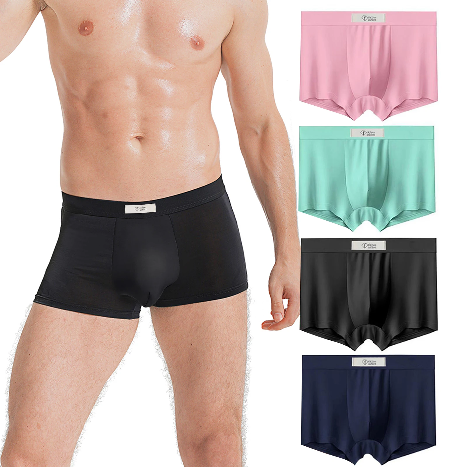 Fashion Men's Boxer Briefs Underwear Ice Silk Seamless Ultra Thin Breathable Panties Short Leg Underpants men lingerie gift box 1pc maternity short legging summer thin modal soft breathable adjustable belly underpants clothes for pregnant women pregnancy